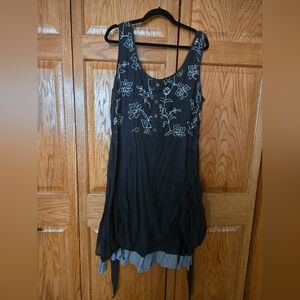 Black Floral Plus Sleeveless Dress